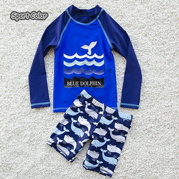 

lovely blue kids swimsuit quality boys baby swimwear two-pieces bath suit infant popular long sleeves children beachwear, White;black