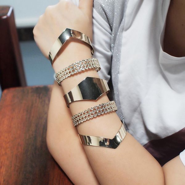 

punk statement large alloy cuff bangles fashion party opened casual bracelets women unique jewelry ukmoc, Black