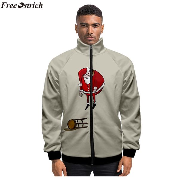

ostrich ugly christmas man xmas jacket casual 3d print santa sportswear long sleeve coat new fashionable jacket, Black;brown