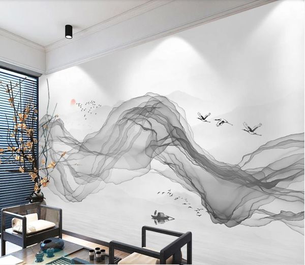 

3d murals wallpaper for living room modern abstract line gray line background wall painting