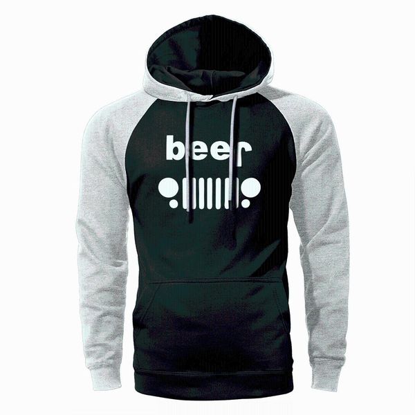

korean beer off roading funny drinking hoodie men raglan streetwear sweatshirts 2019 spring autumn fleece warm loose sportswear, Black