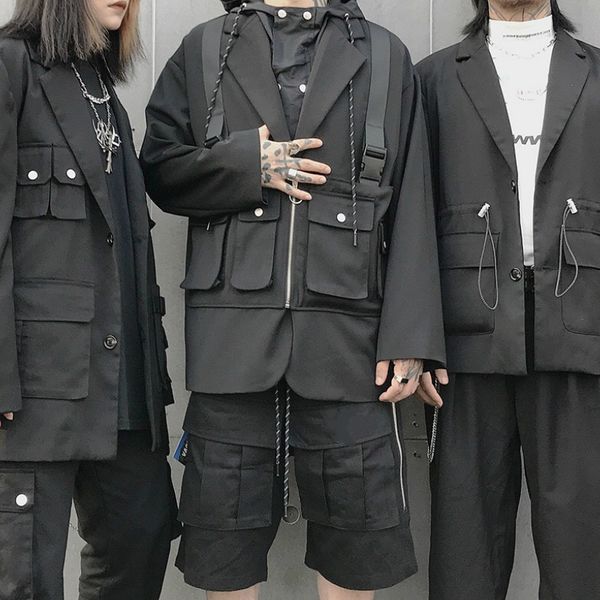 

tactical pocket harajuku jacket, Black;brown