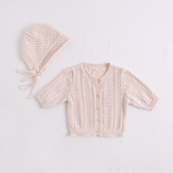 

baby girl kids clothing coat knitted cardigan buttons coat 3/4 sleeve kids spring coat +hat kids clothes