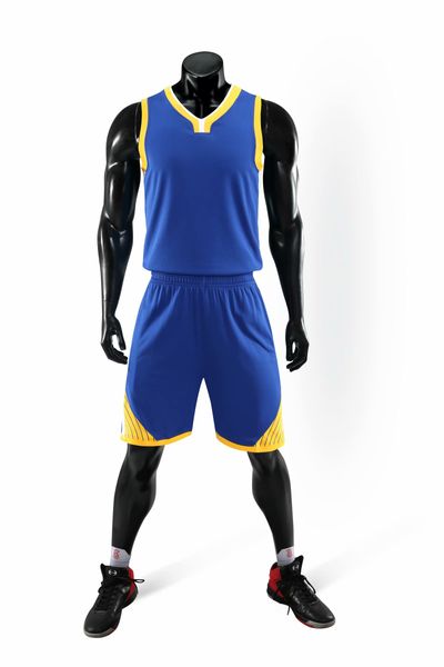 

men blank double-sided basketball team uniforms kits sports clothes tracksuits personality customized basketball sets with shorts a11-b, Blue;black