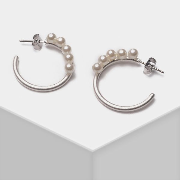 

women's fashion circle pearl hoop earrings, Golden;silver