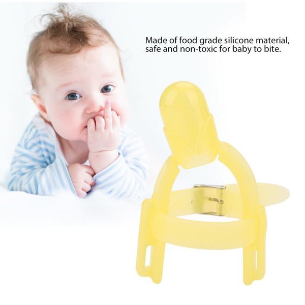 

2 colors baby thumb sucking finger protector silicone biting glove teether finger bite prevention baby feeding accessories 2018