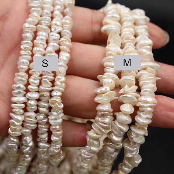 

wholesale 6-10mm freshwater pearl reborn keshi white baroque necklace nature loose keshi pearl strand necklace, Silver