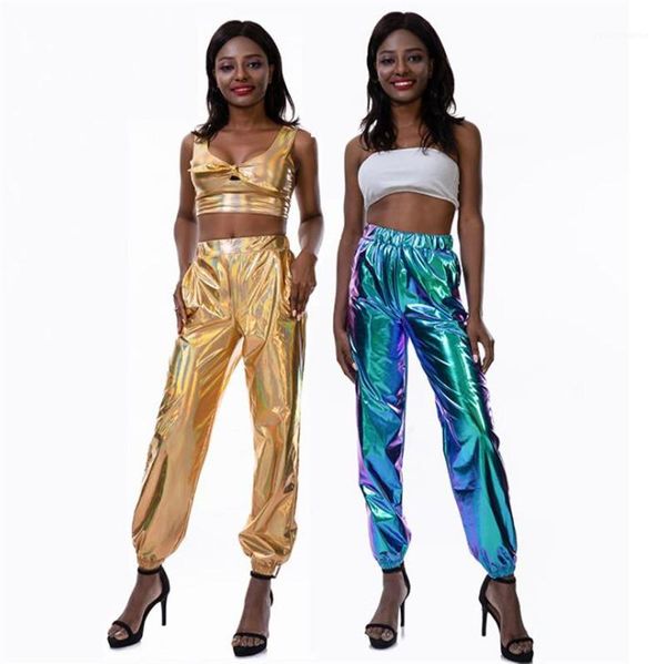 

street style laser effective loose pants party and club women pants hip hop womens designer pants fashion, Black;white