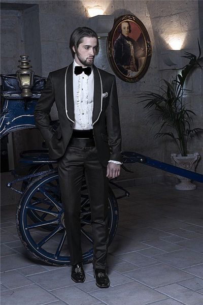 Projeto clássico Preto Noivo Smoking Padrinhos Melhor Homem Terno Ternos De Casamento Dos Homens Noivo Ternos de Negócio (Jacket + Pants + Tie) 1023