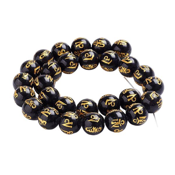 

63pcs natural obsidian beads beads loose bangle jewelry making diy craft