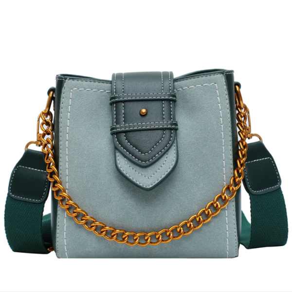 

vintage scrub leather crossbody bags for women travel handbag chain fashion lock small bucket shoulder messenger bags female