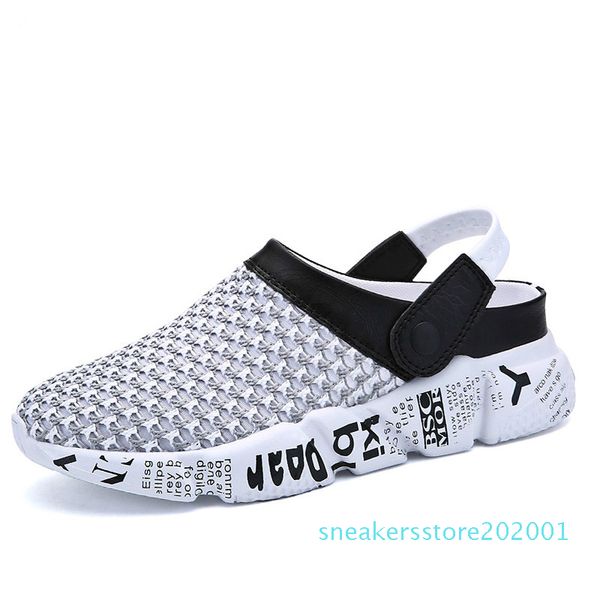 

2019 new plus size 39-46 men sandals summer breathable air mesh men lighted slippers outdoor beach mens shoes leisure slippers s01, Black