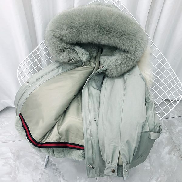 

2019 new style women's winter jacket female rex liner coat women detachable fur collar real fur hooded loose parka, Tan;black