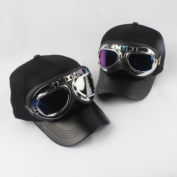 

ski goggles baseball cap fancy cotton panels with polite glasses sports caps decoration novelty halley hat for men and women, Blue;gray