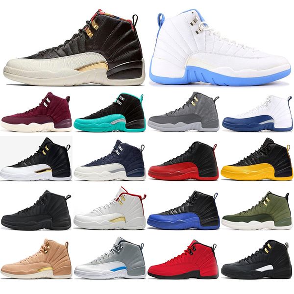 

with socks fashion air jordan retro 12 12s winterized wolf grey basketball shoes men sports sneakers size 40-47