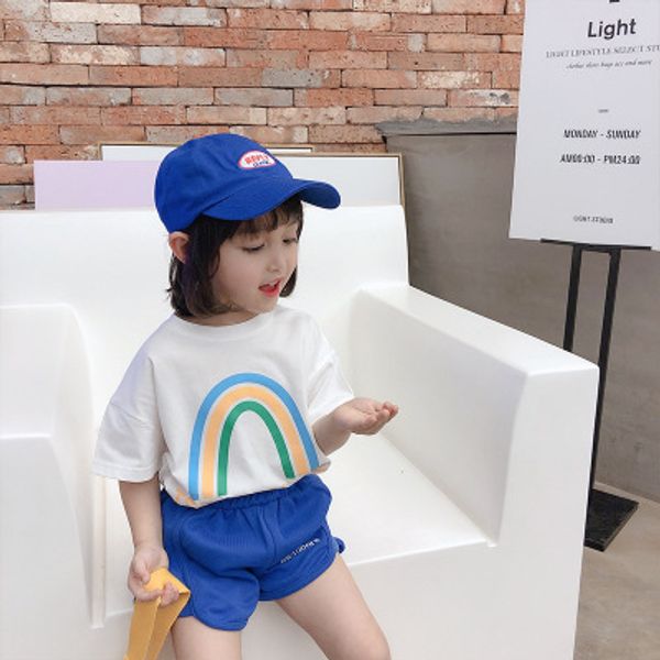 

girls designer t-shirt children designer kids casual summer fashion print t-shirts girls clothing 2020 new, Blue