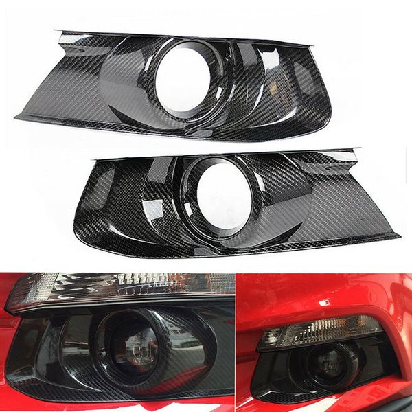

carbon fiber front bumper fog light bezel cover for mustang gt 2015-2018