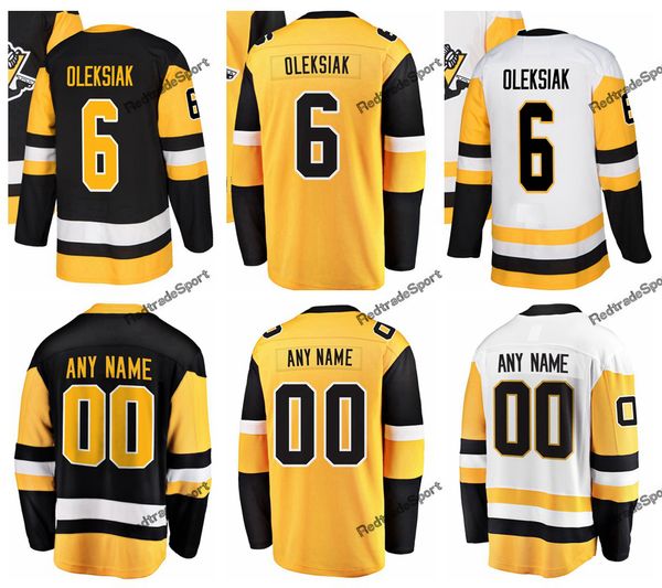 

2019 new alternate yellow pittsburgh jamie oleksiak hockey jerseys mens custom name home #6 jamie oleksiak stitched hockey shirts s-xxxl, Black;red