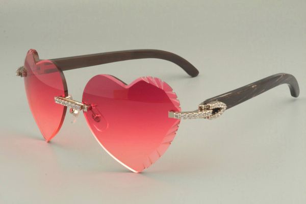 

2019 heart-shaped carved sunglasses gold high-end diamond series natural black pattern horn arm sunglasses 8300686-a size: 58-18-140mm, White;black