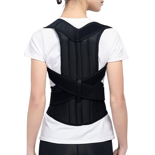 

adjustable shoulder clavicle rear lumbar support strap relief universal humpbacked brace correction posture corrector, Black;blue