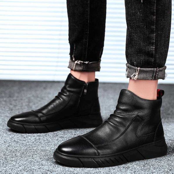 

2020 fashion new men shoes man martins boots genuine leather business autumn winter male casual ankle high-shoe black