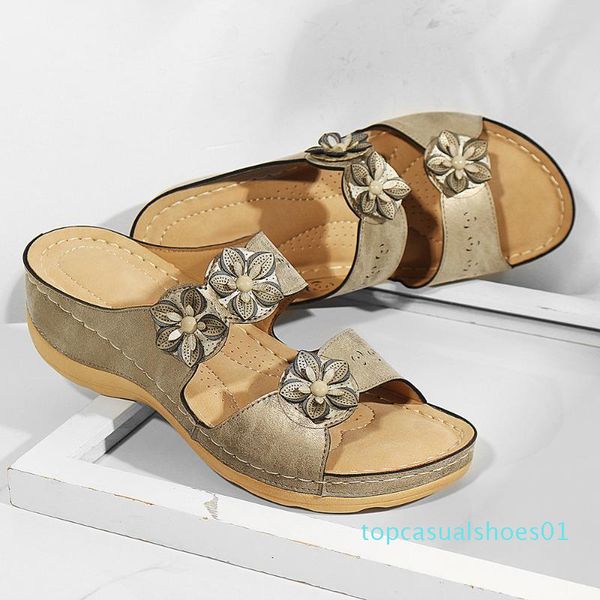 

wenyujh summer women slippers flower wedges platform flip flops beach shoes mules ladies slides party sandals zapatos de mujer t01, Black