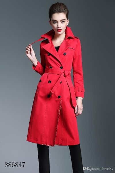 

women's trench coats double breasted long windbreaker belt waterproof british coat new high-end english style autumn winter solid color, Tan;black