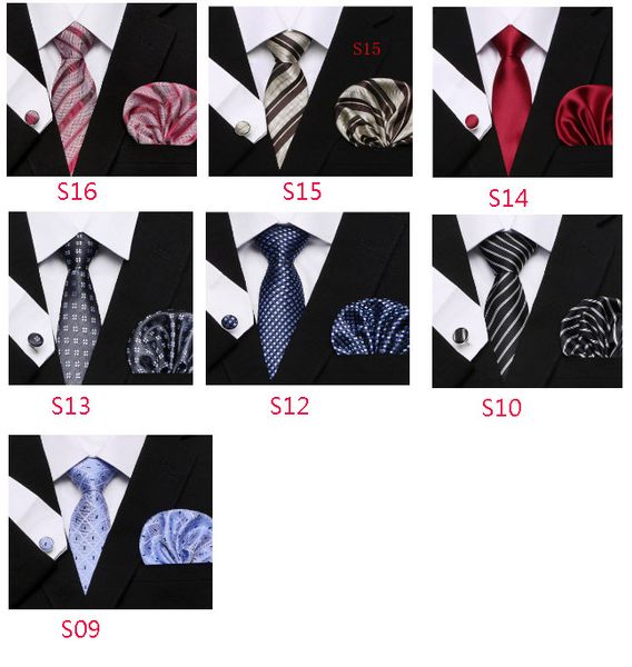 

silk tie set polka dots style series necktie hanky cufflinks classic silk jacquard woven men tie set 8.5cm width business wholesale jj19965, Black;blue