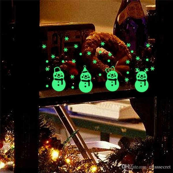 

christmas glow снеговик наклейки стены гостиной светящиеся наклейки окна домашнее украшение аксессуары для детей комнаты