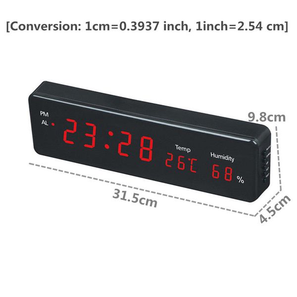 

digital wall clock big led time calendar temperature humidity display desk table clocks electronic led wall watch decor eu plug