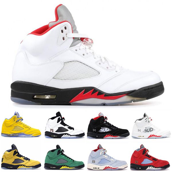 

fire red 5s v white jumpman basketball shoes mens red suede blue paris michigan olympic black 5 designer sport trainers size 40-47