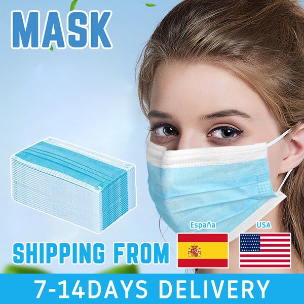 

20/40/60/100 pcs 3 layers disposable non-woven face mask personal outdoor protect dustproof healthy care masks in stcok