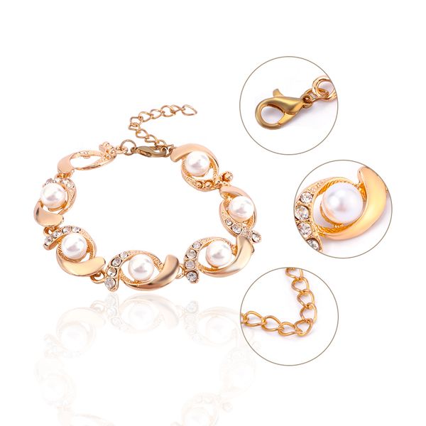 

1pcs bracelets beads imitation pearl crystal rhinestone bangle alloy ocean statement women fashion jewelry friend female gift, White