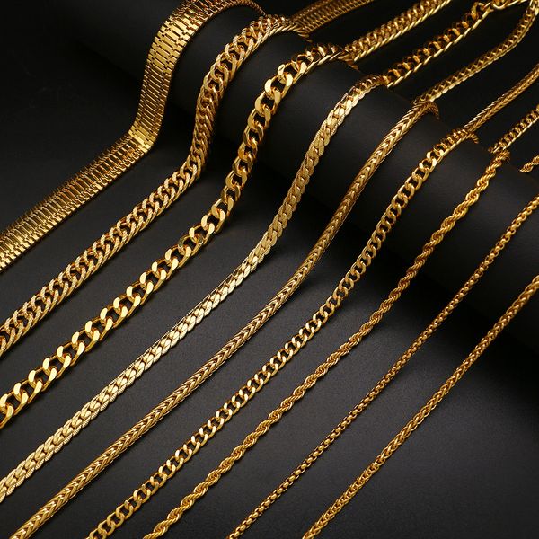 

hip hop shiny 18k real gold plated cuba rope snake chain necklace for men women gift fashion jewelry accessories, Silver