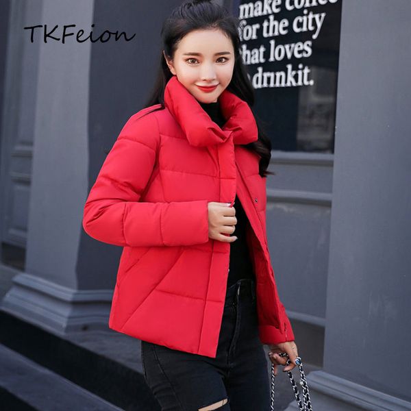 

womens warm coats autumn students fashion cotton-padded parka bread clothes pink,red,grey,black female winter jackets stand neck, Black;brown