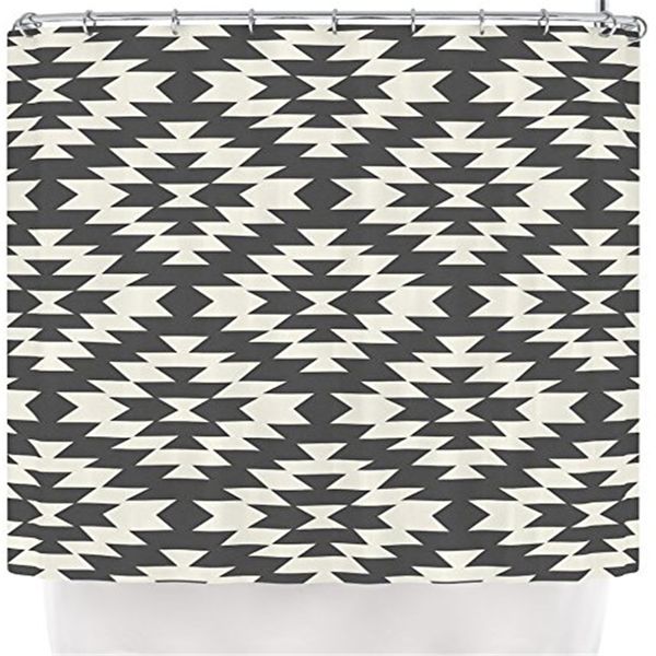

amanda lane ;southwestern black cream; tribal geometric shower curtain