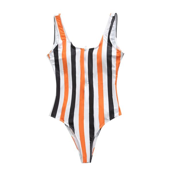 

stripe swimwear for women beachwear 2019 new fashion zipper monokini bodysuits one piece swimsuit lady beach swim wear bathing suit