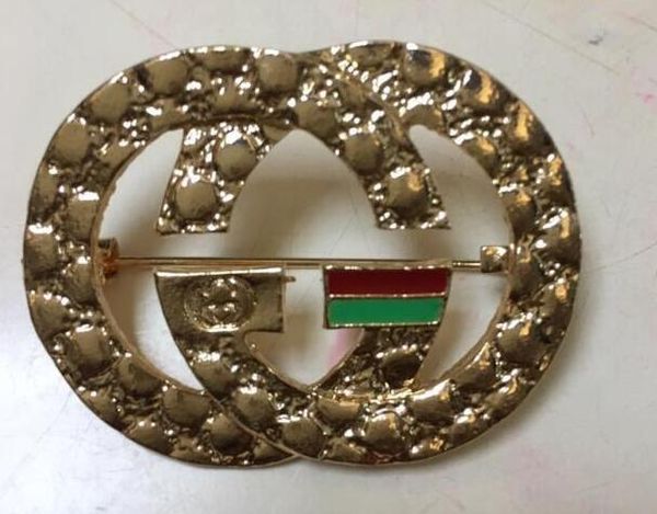 

fashion europe and america luxury designer pins brooches gold plated latter brooches pins for men women for party wedding nice gift 5829, Gray