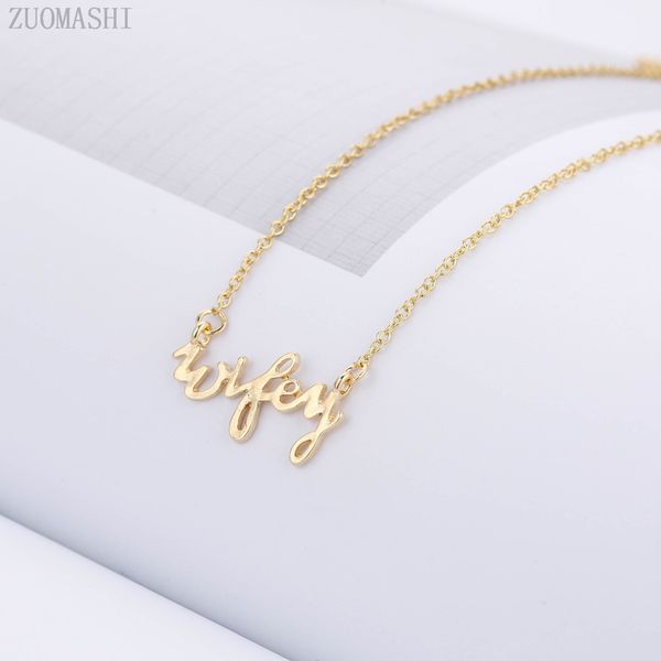 

tiny plated lucky wifey charm necklace minimal wifey necklace in gold&silver gift newlyweds fast shipping holiday gifts