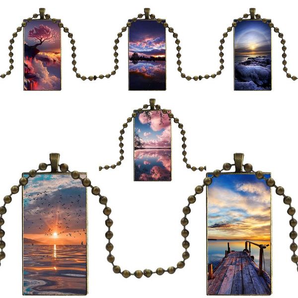 

fashion glass cabochon pendant rectangle custom name necklace choker custom name necklace jewelry for girls gift beach, Silver