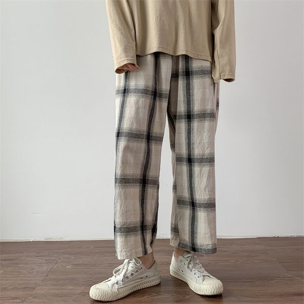 

men's lattice printing haren pants loose cotton leisure casual pants loose trousers active elastic 2 color sweatpants size m-2xl, Black