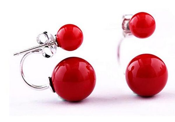 

ronda perfecta 16mm blanco shell mar del sur perla criolla pendientes, 14 k, Silver