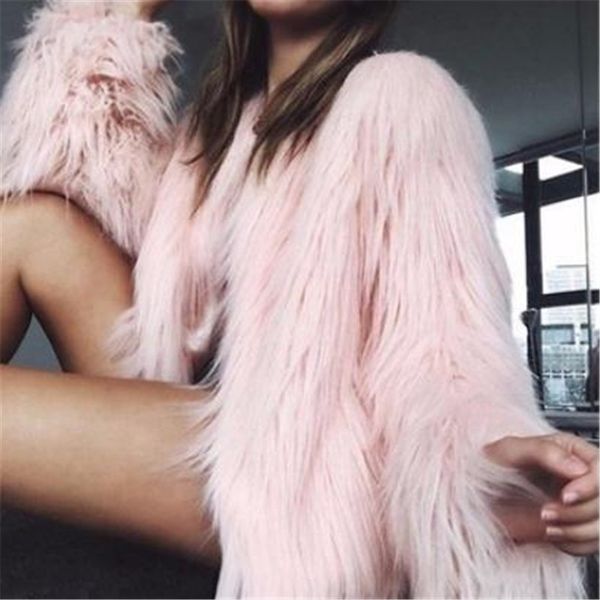 

women's fur & faux european and american imitation coat jacket clothes long hair short fashion trend spring, Black