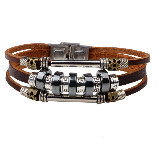 

imayson fashion braided leather beaded bracelet for men multi-layer multicolor rope wristband personalized birthday jewelry gift, White