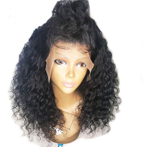 

горячие продажи curly кружева передние и полный парик шнурка бразильский человеческих волос парики с bbay волос natural color для чернокожих, Black;brown