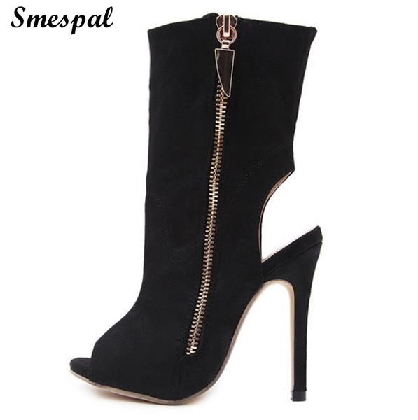 

women 12 cm thin heeled suede sock boots shoes with side zip details in black