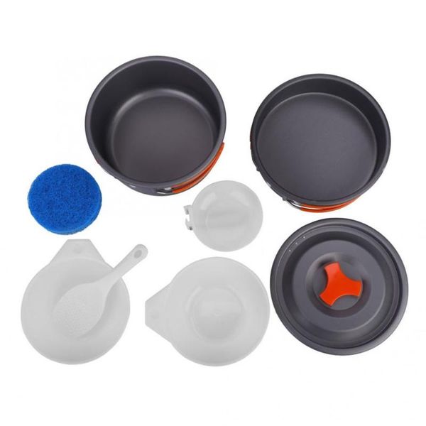 

8pc/set ultralight 1-2 persons portable camping cookware set outdoor picnic bbq pot pan bowl cookware tableware cooking tool set