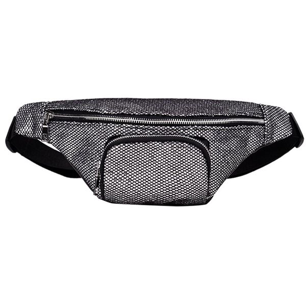 

women fanny pack sport waist bag fashion zipper sequin chest bag package beach shopping belt money holder sac banane9l3