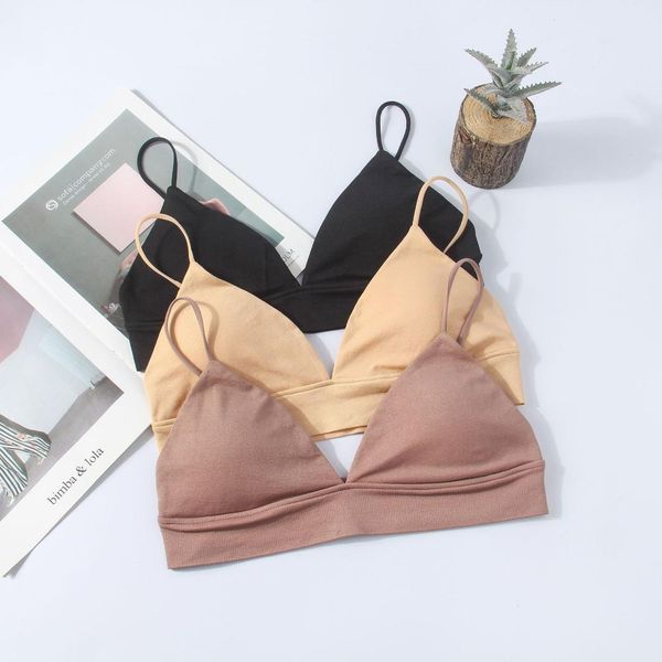 

french simple non-steel ring camisole sleep underwear ultra-thin-triangle cup beauty back spaghetti strap girl's tube top, Red;black