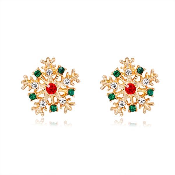 

europe and the united states new fashion christmas earrings creative diamond christmas snowflake earrings wholesale, Golden